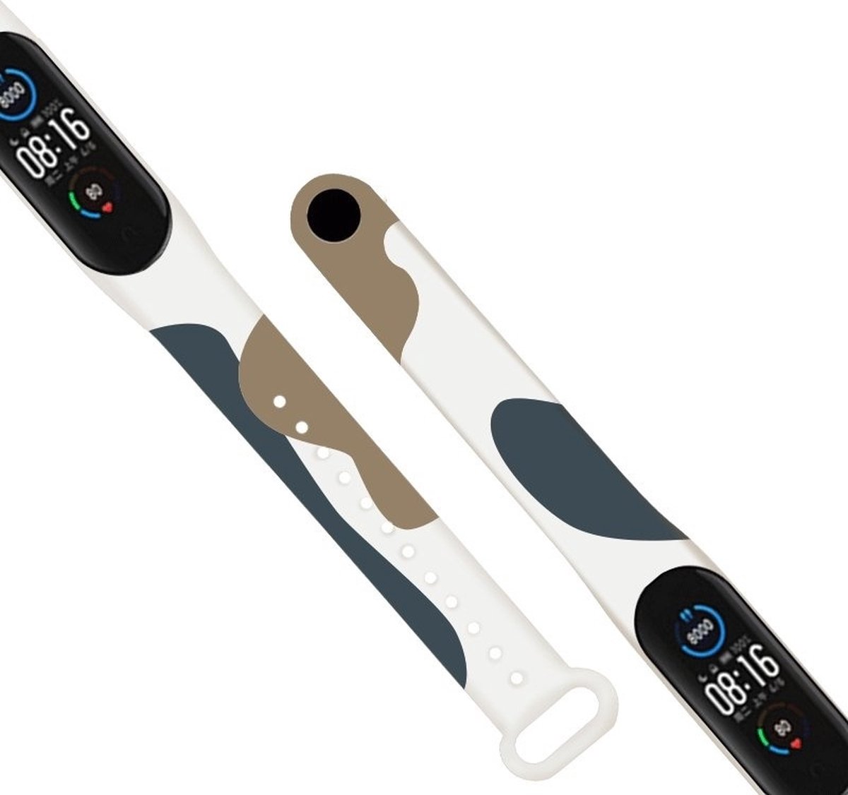 Xiaomi Mi Band 6 bandjes siliconen met wit patroon - Ook geschikt voor de Mi Band 5