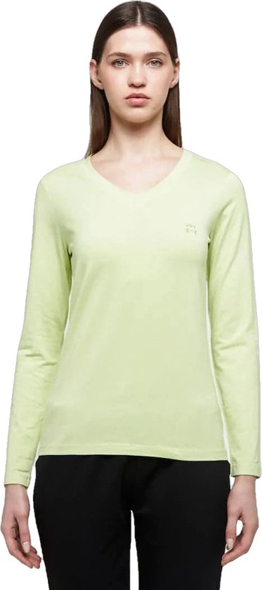 WB Comfy Dames Shirt Lange Mouw V-Hals Groen - XL