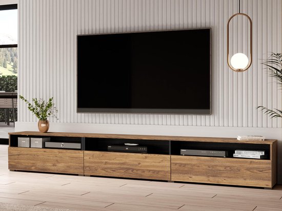Mobistoxx Meuble TV BABEL II 3 portes 3 compartiments bois appenzeller - meuble suspendu - meuble TV flottant