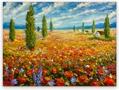 Canvas Schilderij Bloemen Landschap