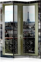 Vouwscherm  - Kamerscherm - Uitzicht over Parijs  135x172cm , gemonteerd geleverd , dubbelzijdig geprint