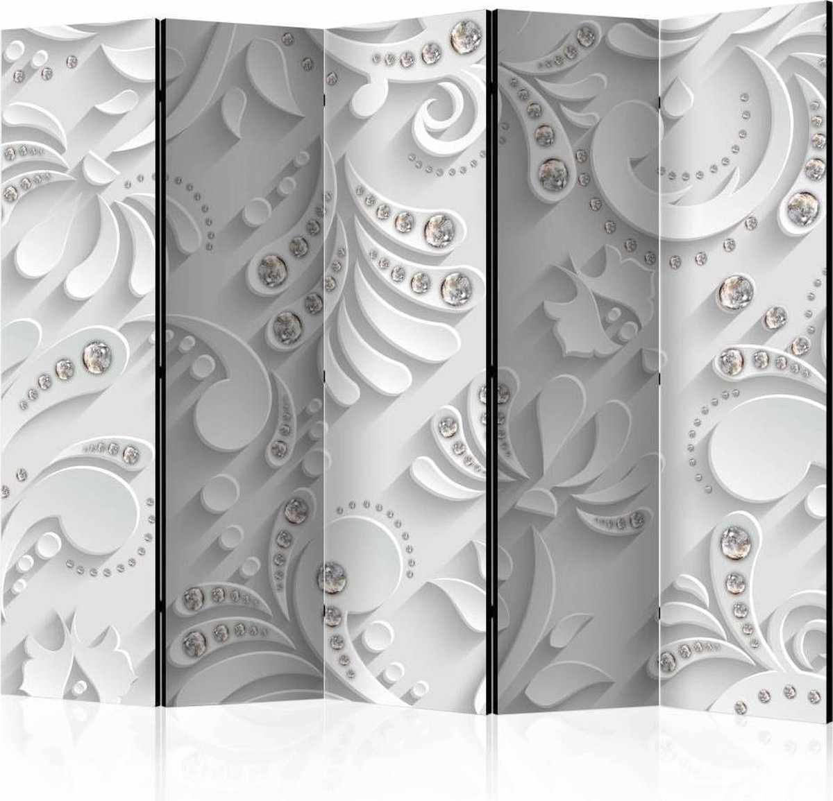 Vouwscherm / Kamerscherm - Bloemen in Kristallen 225x172cm, gemonteerd geleverd, dubbelzijdig geprint