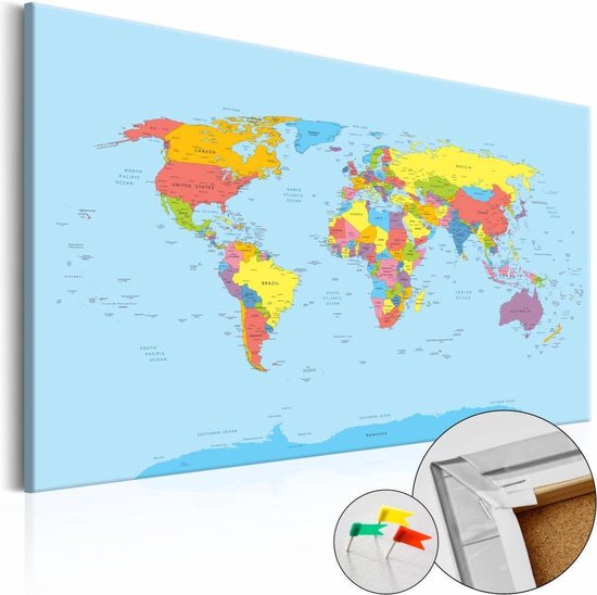 Image sur liège - Carte du monde en couleurs, multicolore, 1