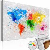 Afbeelding op kurk - Regenboog Wereld, Wereldkaart , Multi kleur , 1luik