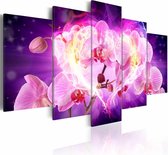 Schilderij - Krachtige liefde , orchidee , 5 luik