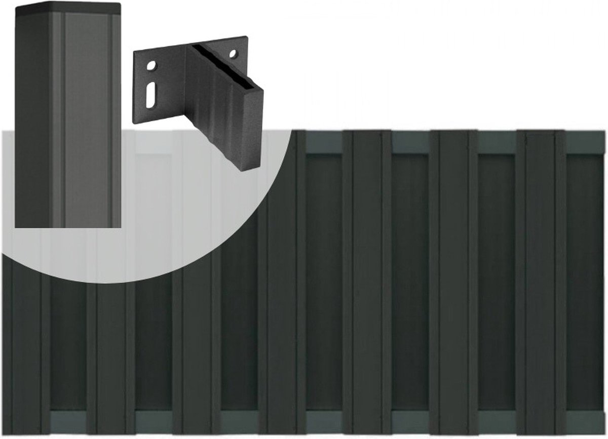 Tuinhek set composiet Stijl antraciet met antraciet aluminium frame (3,81 mtr)