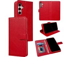 Casemania Hoesje Geschikt voor Samsung Galaxy A14 - Rood - Portemonnee Book Case - Pasjeshouder en Magneetlipje