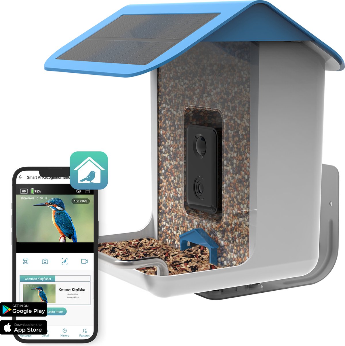 Mangeoire à oiseaux BOME Caméra et Audio Mangeoire à oiseaux Smart