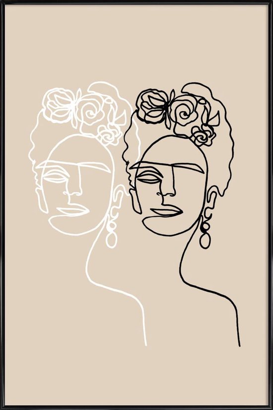 JUNIQE - Poster lijst Frida Double Beige /Ivoor
