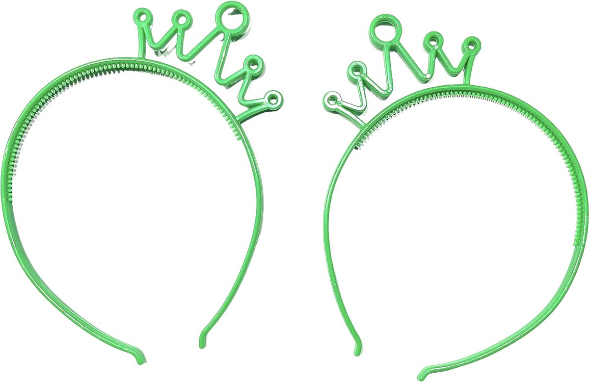 Haarband - Diadeem - Met Kroontje - Groen - Set 2 Stuks (699)
