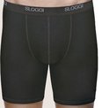 Zwarte Sloggi boxershort met grijze elastische tailleband met logo.