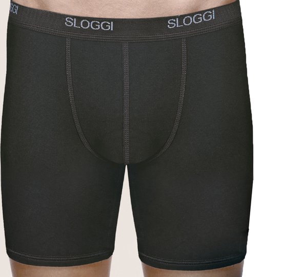 Zwarte Sloggi boxershort met grijze elastische tailleband met logo.