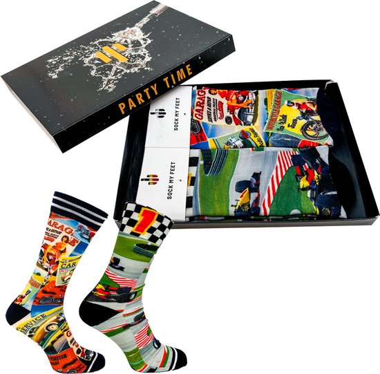 Sock My Feet geschenkdoos sokken heren 43 46 - cadeau voor man - duurzaam - naadloos - Garage Formule 1