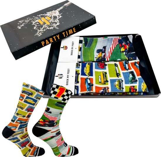 Sock My Feet geschenkdoos sokken heren 43 46 - cadeau voor man - duurzaam - naadloos - Formule 1 Oldtimers