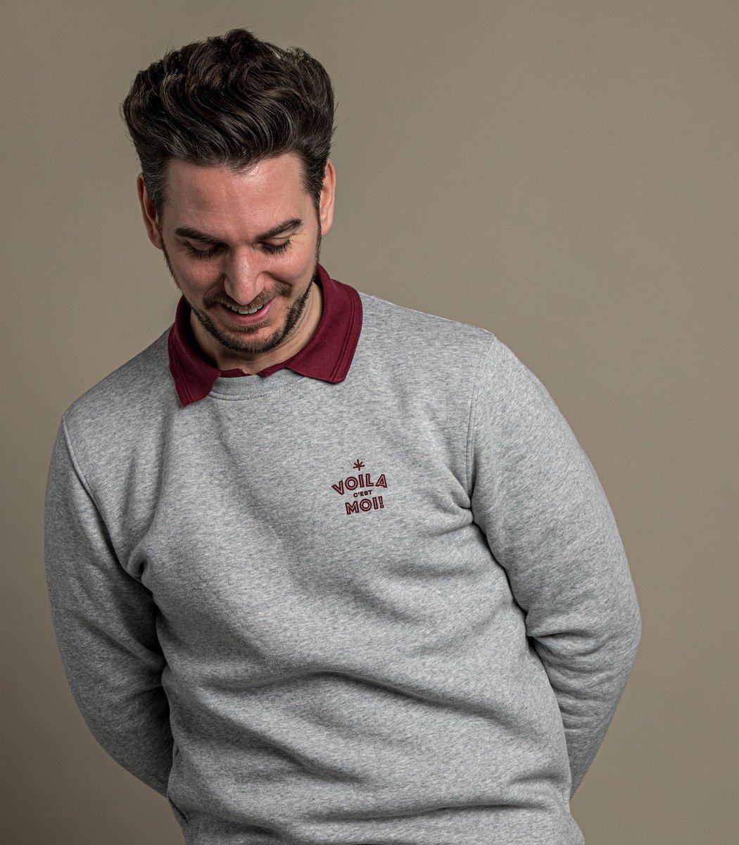 Laurent Vergne - Heren - Sweater Ronde Hals - Grijs - 100% Organic Katoen - maat S - Slim fit