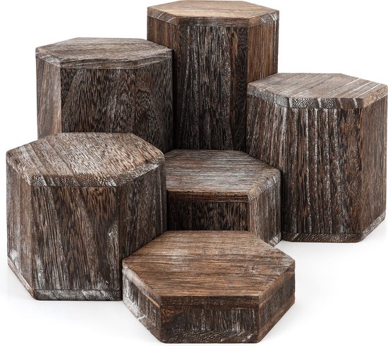 Belle Vous 6 Pak Houten Hexagonale Display Plinten