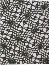 Vlag - Zwart Patroon van Vakken en Bloemen op Wit - 30x40 cm Foto op Polyester Vlag