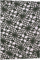 Vlag - Zwart Patroon van Vakken en Bloemen op Wit - 60x90 cm Foto op Polyester Vlag