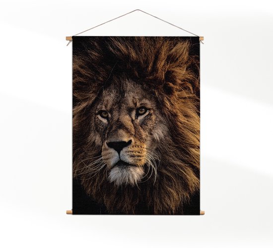 Textielposter The Lion CM) - Wandkleed - Wanddoek - Wanddecoratie