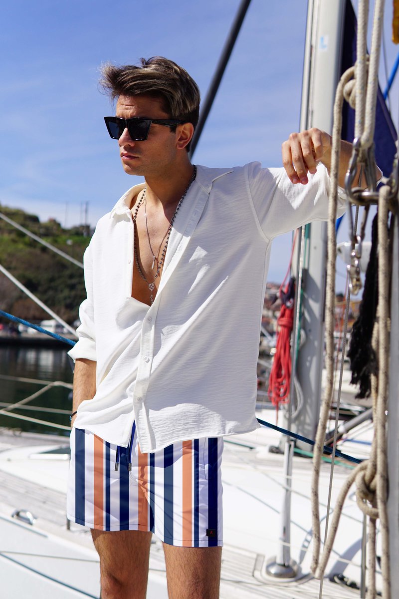 Miami Beach | Hoogwaardige Kwaliteit Zwemshort | Zwembroek | Beachshort | Heren | Sneldrogend | | 182 Colored Stripes — afbeelding 3
