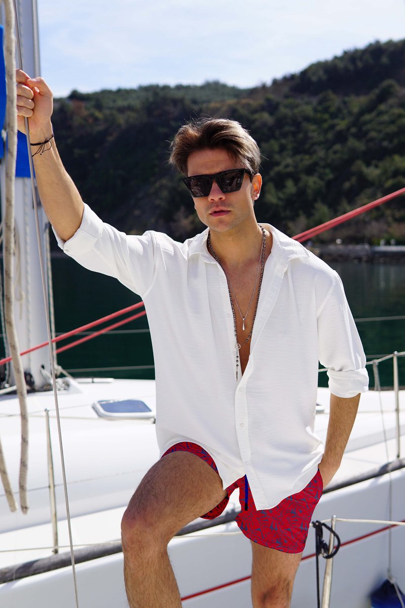 Miami Beach | Hoogwaardige Kwaliteit Zwemshort | Zwembroek | Beachshort | Heren | Sneldrogend | | 185 Red — afbeelding 2