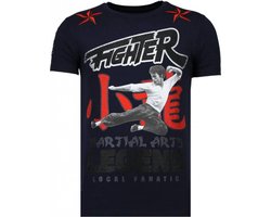 Fighter - Bruce Lee T-shirt Rhinestones - Navy