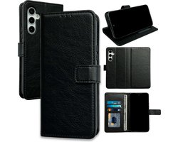 Casemania Hoesje Geschikt voor Samsung Galaxy A14 - Zwart - Portemonnee Book Case - Pasjeshouder en Magneetlipje