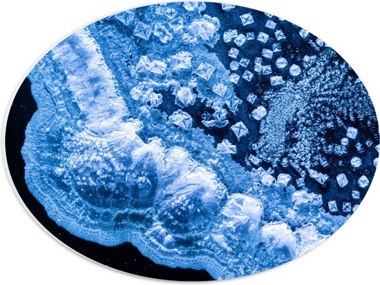 PVC Schuimplaat Ovaal - Textuur in Verschillende Tinten Blauw - 40x30 cm Foto op Ovaal (Met Ophangsysteem)