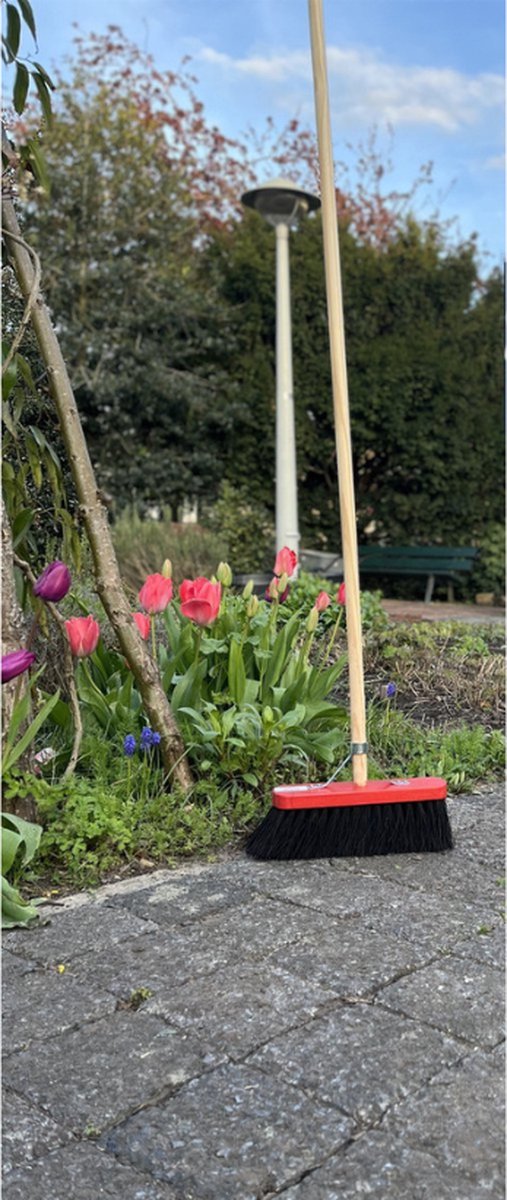 Synx Tools Bezem Colombo StadsBezem 30cm - Rode kap - Natuurvezel haren - Straatbezem haren - Bezems Buiten - Schrobborstels - Buitenbezem steel 150cm van Synx Tools — afbeelding 5