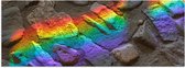 Poster Glanzend – Regenboog Lichtstralen op Stenen - 120x40 cm Foto op Posterpapier met Glanzende Afwerking