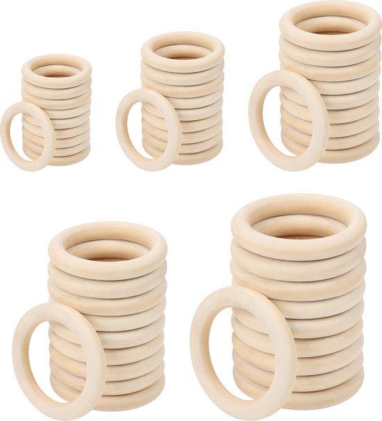 Belle Vous Natuurlijk Houten Ringen 50 Pak Geassorteerde Houten 