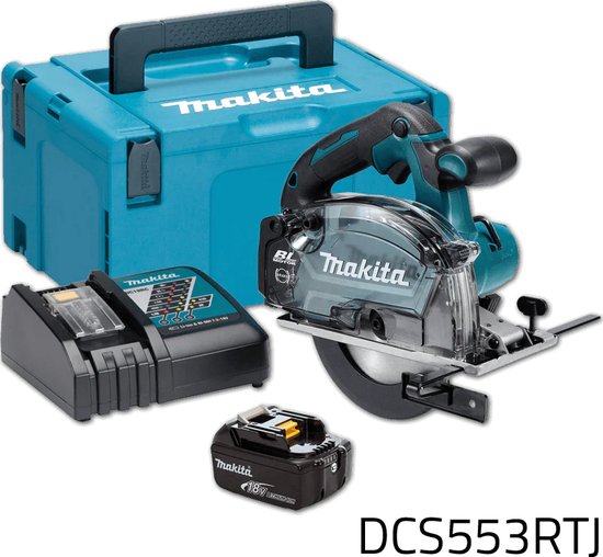Makita DCS 553 RTJ accu metaalcirkelzaag 18V 150 mm borstelloos + 2x accu 5.0Ah + lader + Makpac