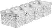 Curver Terrazzo - Set de 4 - A4 17 Litre - Paniers de rangement - Panier de Rangement Recyclé - 3 pièces - Grijs Terrazzo