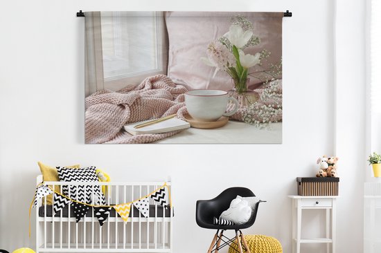 Tenture murale - Toile murale - Nature morte - Printemps - Fleurs - 180x120 cm - Tapisserie