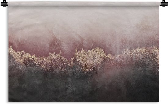 Wandkleed - Wanddoek - Glitter - Goud - Abstract - 120x80 cm - Wandtapijt