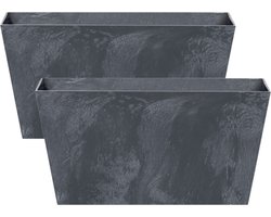 Set van 2x stuks kunststof bloembakken/plantenbakken rechthoek betonlook 40  cm... | bol