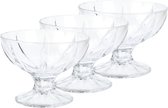 Set van 12x stuks ijs/sorbet coupes op voet van glas 200 ml - Ijscoupe glazen/schaaltjes