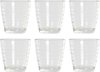 6x Stuks transparante waterglazen/drinkglazen streep relief 250 ml van glas - Keuken/servies basics
