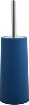 MSV Toiletborstel in houder/WC-borstel - marine blauw - kunststof - 35 cm