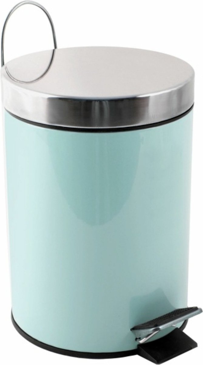 Goedkoopste MSV Prullenbak/pedaalemmer - metaal - mintgroen - 3 liter - 17 x 25 cm - Badkamer/toilet
