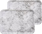 5Five Tray / plateau de service Marble - 2x pièces - Mélamine - blanc crème - 33 x 43 cm