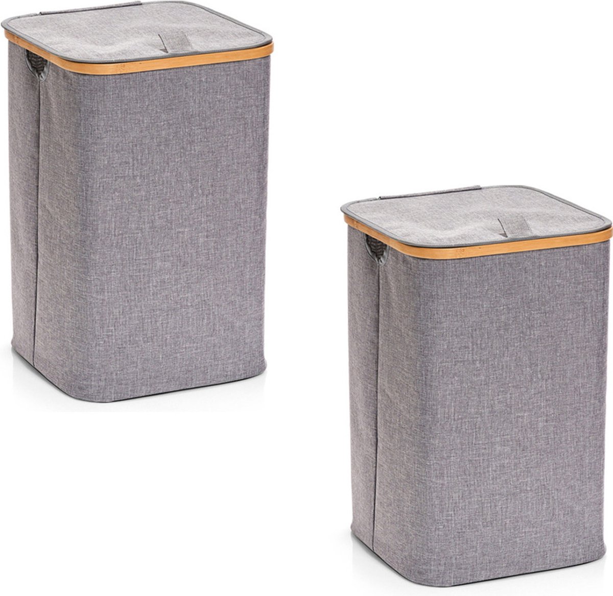 Goedkoopste 2x Vierkante grijze wasmanden van stof 33 x 50 cm - Zeller - Huishouding/huishouden - Schoonmaakartikelen - Was sorteren/verzamen - Wasgoedmanden/wasmanden - Wasmanden vierkant