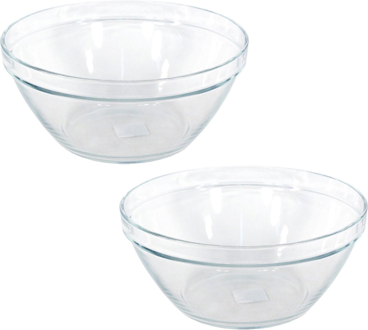 2x Glazen chipsschalen/keukenschalen Pompei 20 cm/2 liter - Schalen/kommen/mengkommen van glas - Merkloos