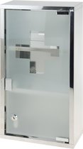 Medicijnkastje met glazen deur met slotje 25 x 48 cm - Badkamerbenodigdheden/accessoires - EHBO - Medicijnen/pillen opbergen - Medicijnkasten voor aan de muur