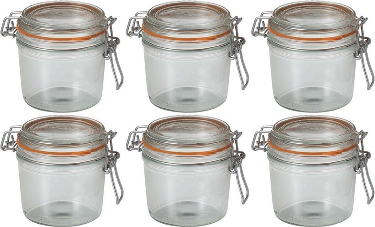 Le Parfait Voorraad/weckpot - 6x - glas - transparant - 10 x 8,5 cm - 350 ml