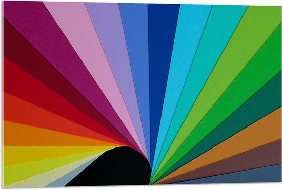 Acrylglas - Regenboogkleuren Strepen Patroon - 90x60 cm Foto op Acrylglas (Met Ophangsysteem)