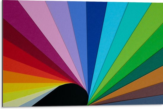 Dibond - Regenboogkleuren Strepen Patroon - 75x50 cm Foto op Aluminium (Wanddecoratie van metaal)