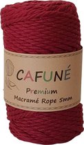 Cafuné Macrame Touw-Premium -Bordeaux-5mm-40 meter-Gerecycled Katoen-Koord-Garen-Triple Twist-Uitkambaar