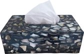 Dream-Living Luxe Tissue box zwart met witte Capiz schelpen 24x12x7cm DREAM-LIVING