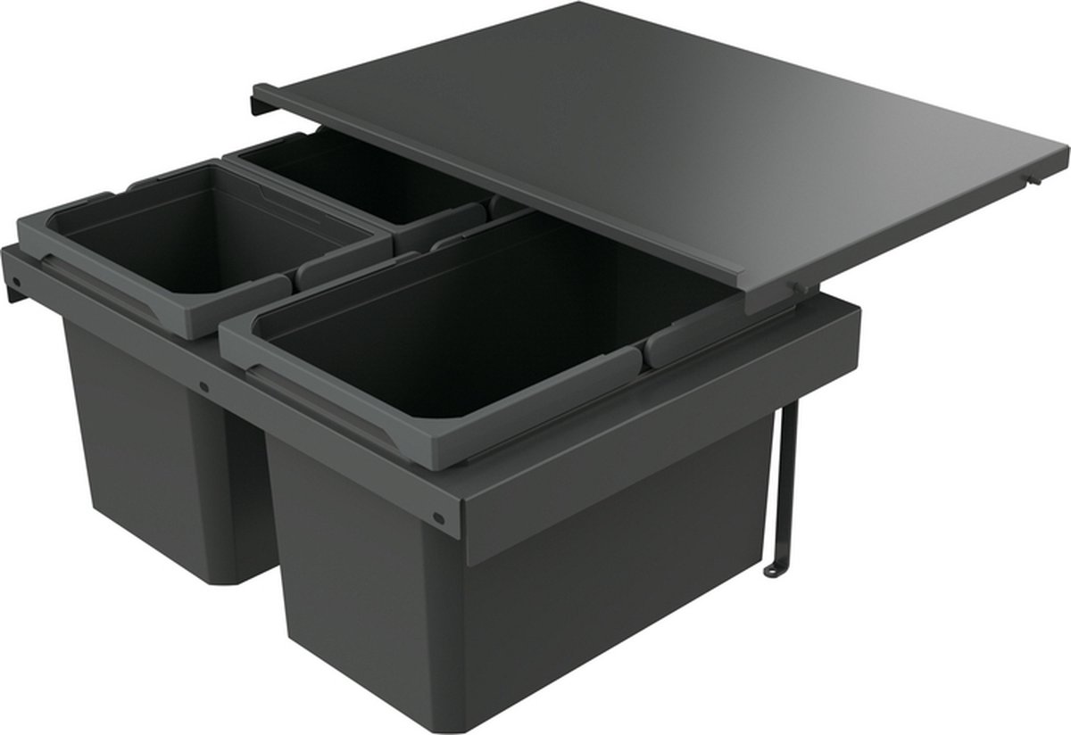 Kitchenluxx 280 S/600-3 - inbouw prullenbak voor montage in keukenlade / korflade - keukenlade van 60 cm breed - Inhoud: 30 liter (1x 16 en 2x 7 liter)